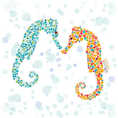 Vector summer and sea background with seahorse © puckillustrations