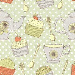 Cake retro seamless background