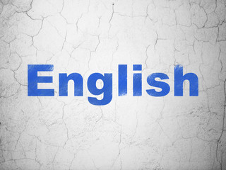 Education concept: English on wall background