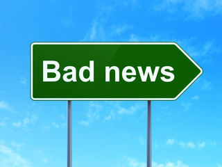 News concept: Bad News on road sign background