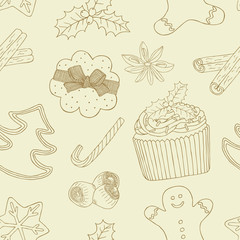 Christmas food seamless pattern