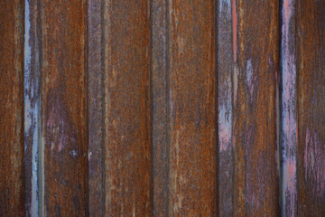 Rusty corrugated sheets in natural light