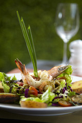 asian shrimp salad in restuarant