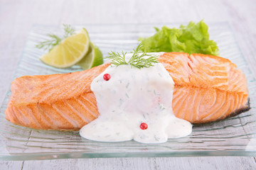 grilled salmon and cream