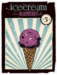 vintage blueberry ice cream poster