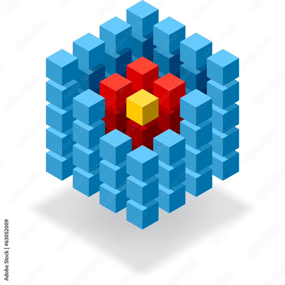 Poster segmented blue cube infographic
