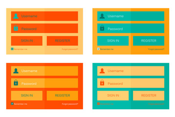 Set of web login form templates, modern flat user interface