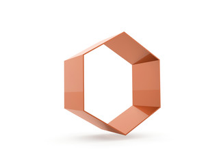 Orange hexagonal cell rendered isolated on white