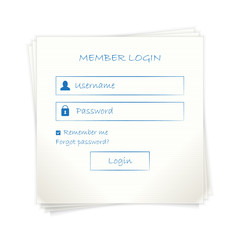 Web login form (page) template  on note paper