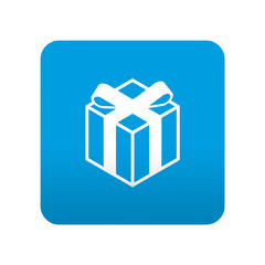 Etiqueta tipo app azul simbolo regalo