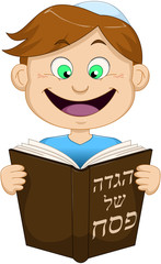 Boy Reading From Haggadah For Passover - 63052674