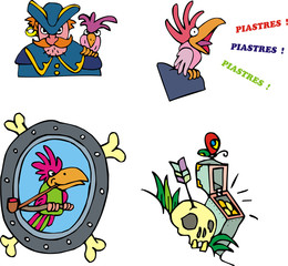 Pirate and parrot clipart