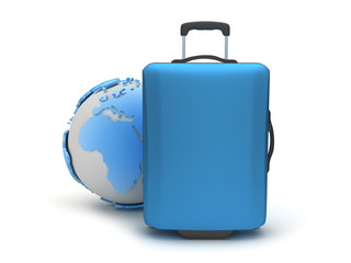 Travel luggage on white background