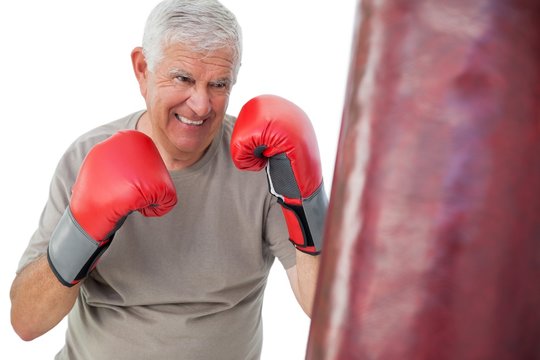 Portrait of a determined senior boxer