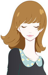 ファッション　女性　目を閉じる