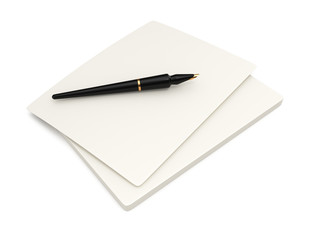 Stack of paper and pen