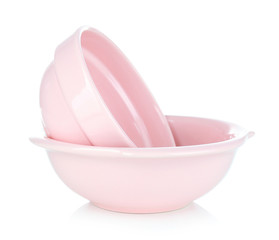 Colorful empty bowls isolated on white