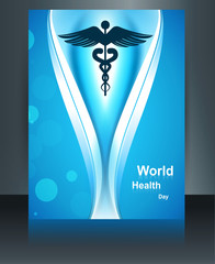Medical Brochure colorful background template with caduceus medi