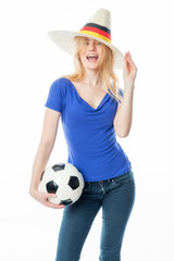 Fußballfrau mit Fanhut
