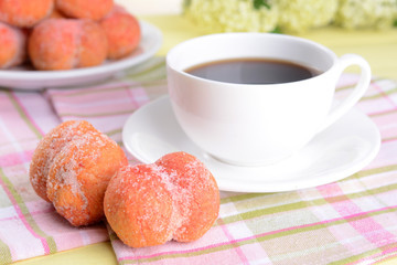 Delicious cookies peaches on table close-up