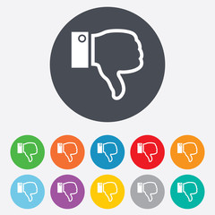 Dislike sign icon. Hand finger down symbol.