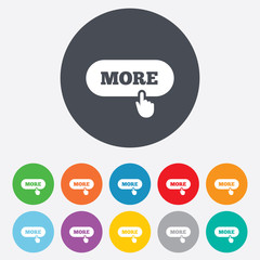 More with hand pointer icon. Details symbol.