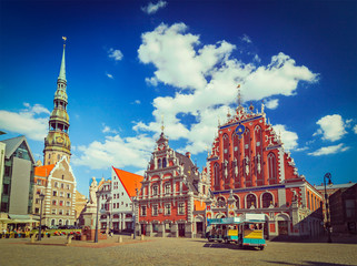 Riga Town Hall Square, House of the Blackheads and St. Peter's C