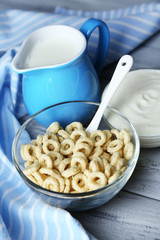 Homemade yogurt and delicious  cereals in bowl