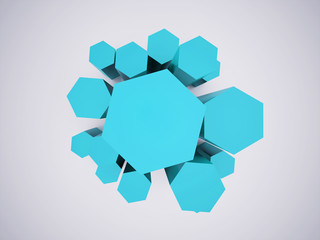 Blue hexagonal icon concept