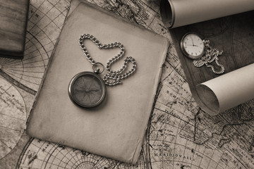 compass on old map