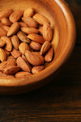 Almonds in bowl, close-up