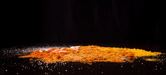 Küchenrückwand glas motiv Mix powdered spices background © akulamatiau