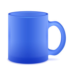Blue semi-transparent mug isolated. Empty Frosted cup.