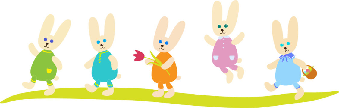 Five Easter Bunnies