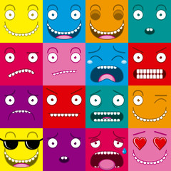 Naklejka premium Vector Cartoon Set Of Different Cute Faces