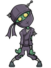 Vector illustration of Cartoon Ninja zombie