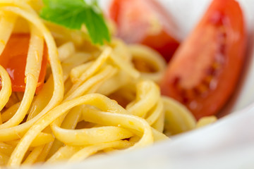 Italian pasta with tomato and basil