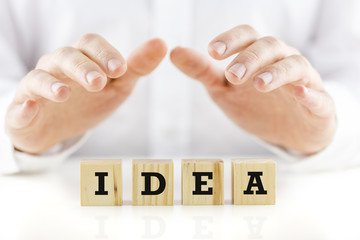 The word - Idea - on wooden cubes