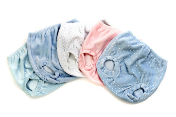 Close up with five baby panties, infant underwear