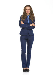 Full length portrait of smiling business woman