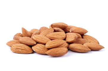 Almonds on a white background