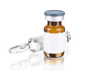 Medical ampoules isolated on white