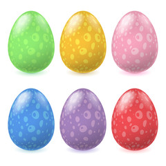 Set of glossy easter eggs with spots decoration.
