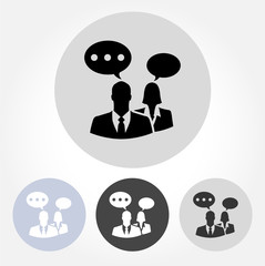 Businesspeople chatting icons with bubble signs