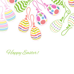 Decorative background with Easter eggs earrings.