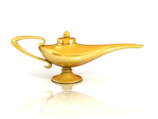 Aladdin magic lamp 3d illustration