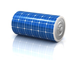 solar power 3d concept - solar panel battery