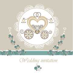 Wedding invitation card with carriage.