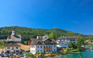 Fototapeta na wymiar Resort Maria Worth and Lake Worth (Worthersee). Austria