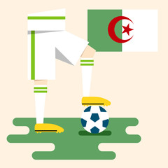 Algeria, national soccer uniform and flag, flat design